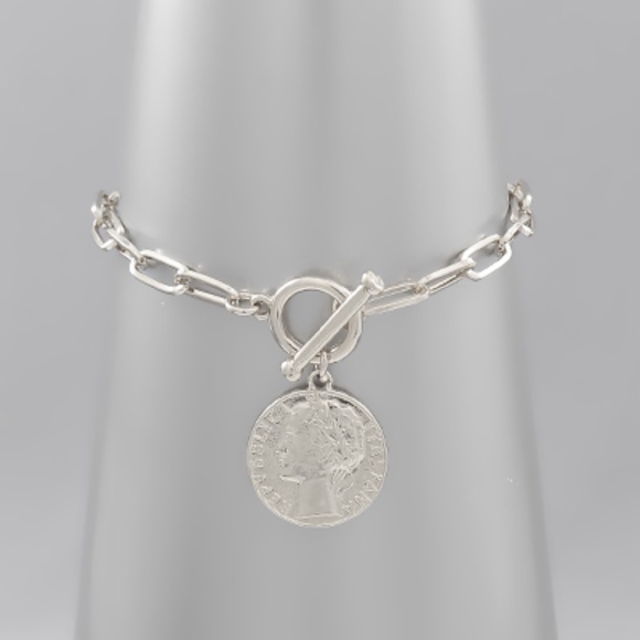 Coin Charm Chain Bracelet - Picture 2 of 2
